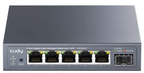 Cudy GS105ES1 V1.0 Switch Flash/ROM: 8 MB (64 Mbit) 1.25G SFP Gigabit RJ45