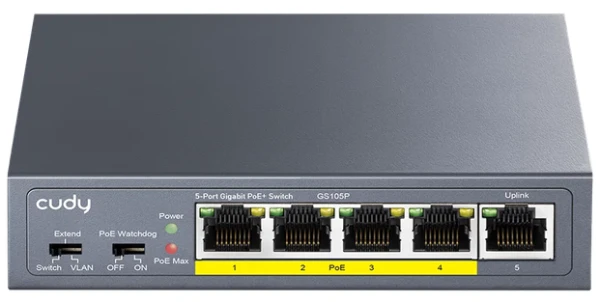 Cudy GS105P V1.0 Switch Extend VLAN Gigabit RJ45 PoE 30 W IEEE 802.3at/af