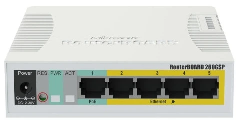 MikroTik CSS106-1G-4P-1S RB260GSP with SwitchOS and indor case