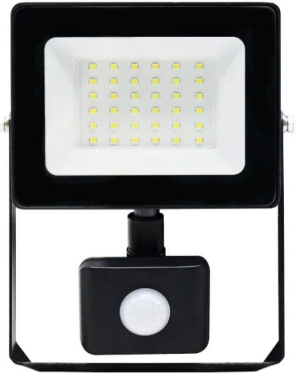 PROSTO LED reflektor sa PIR senzorom 30W 6500K,2500lm,metal,crna