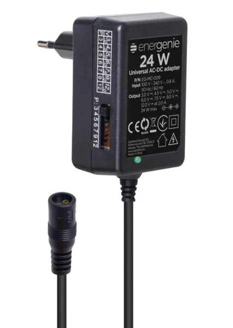EG-MC-009 Gembird 24W Univerzalni AC-DC adapter 220V/24W na 3,4.5,5,6,7.5,9,12V 2A max