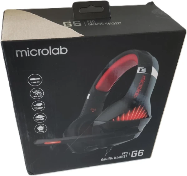 Microlab G6 Gejmerske slusalice sa mikrofonom, 50mm/20Ohm, color LED, 3.5mm + USB blue/black OUTLET